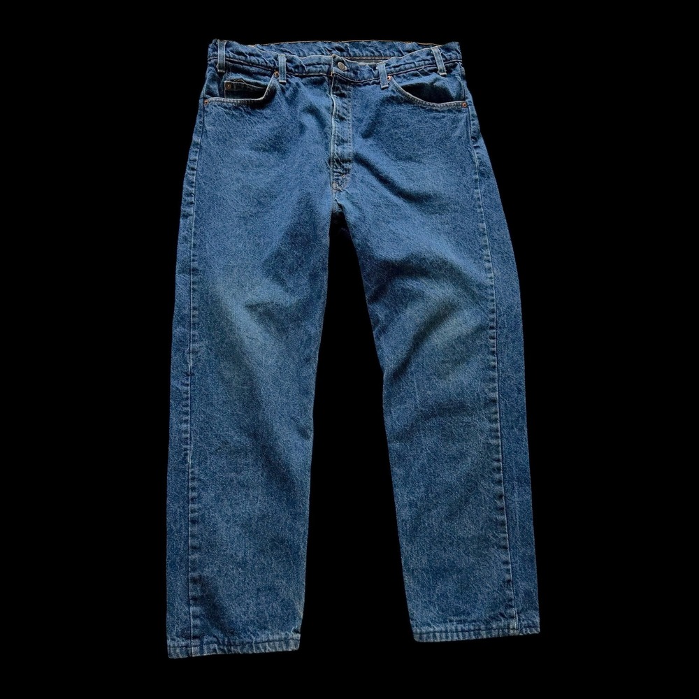 Levis 505 0217 Orange Tab Jeans 40x32 Blue Denim Straight Leg Made in USA